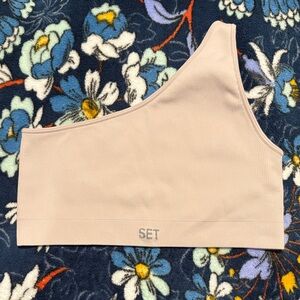 SET Active One-Shoulder Sports Bra in Beige